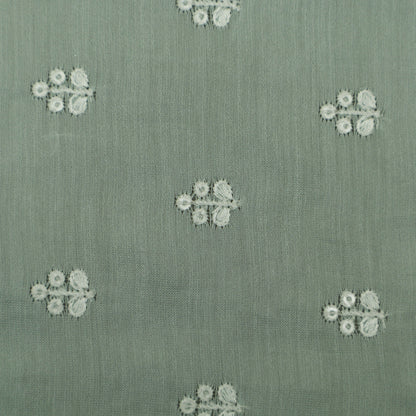 Pista Green Color Chanderi Embroidery Fabric