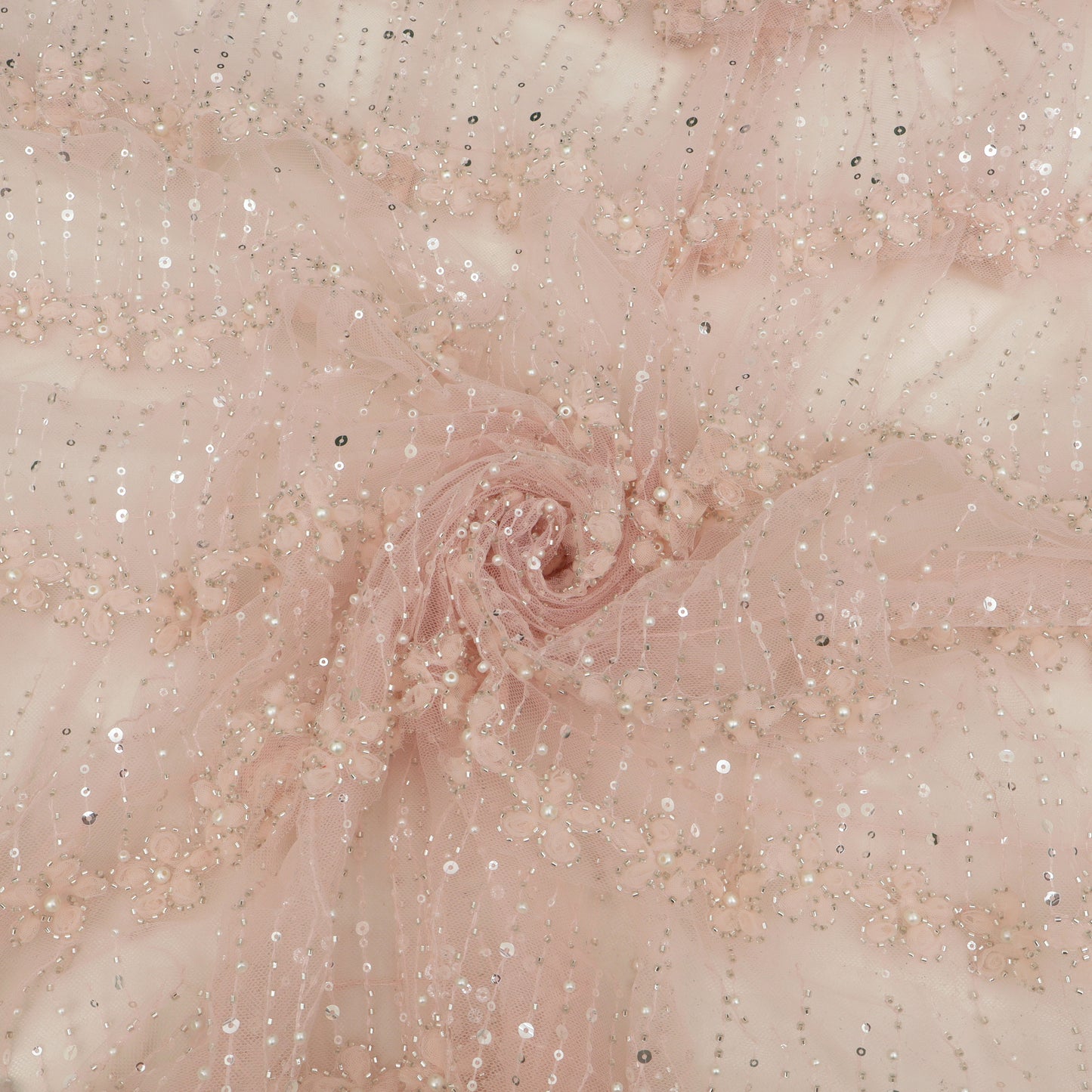 Ruffle Style Net Embroidery Fabric