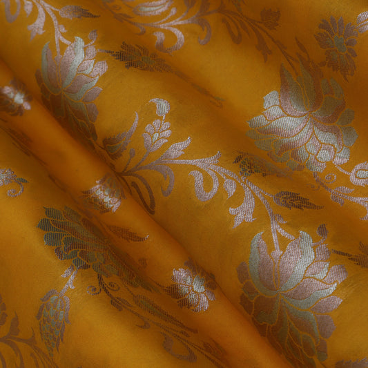 Mustard Color Silk Brocade Fabric