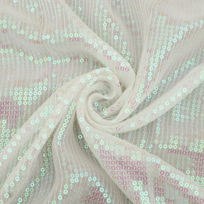 White Color Georgette Embroidery Fabric