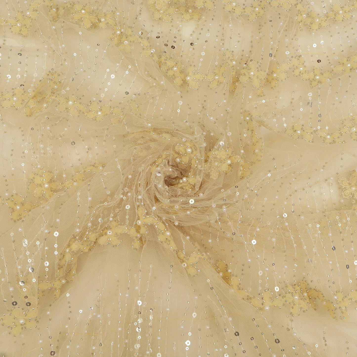Ruffle Style Net Embroidery Fabric