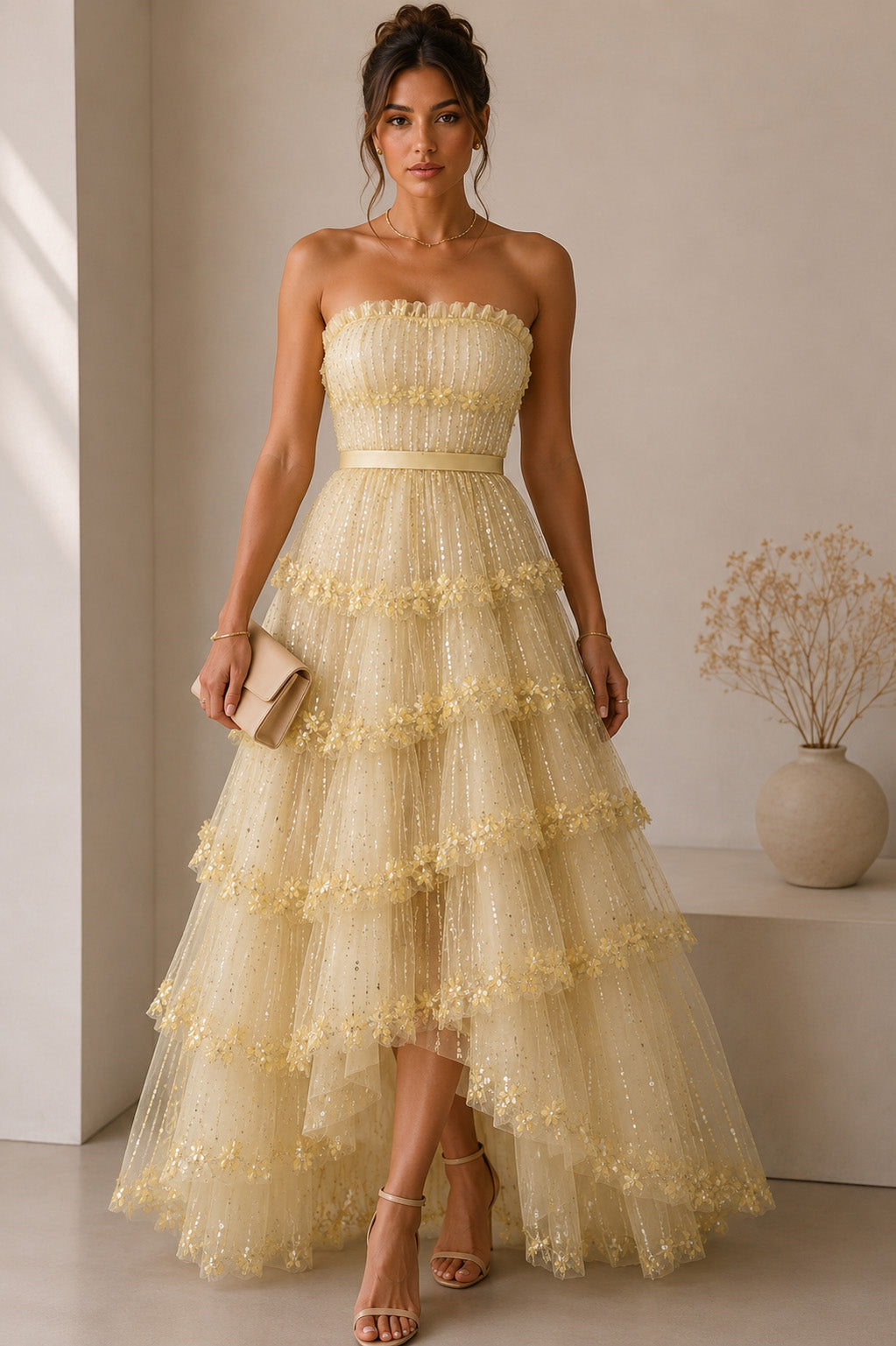 Ruffle Style Net Embroidery Fabric