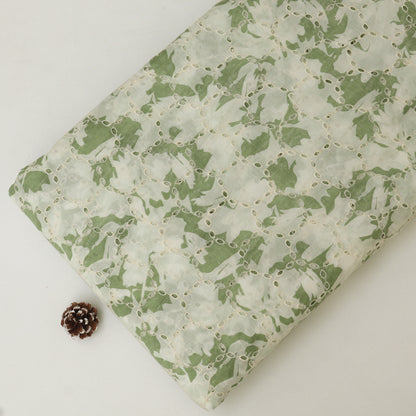 Cotton Chikan Print Embroidery Fabric
