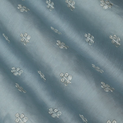 Sky Blue  Color Chanderi Embroidery Fabric