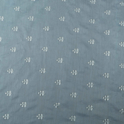 Sky Blue  Color Chanderi Embroidery Fabric