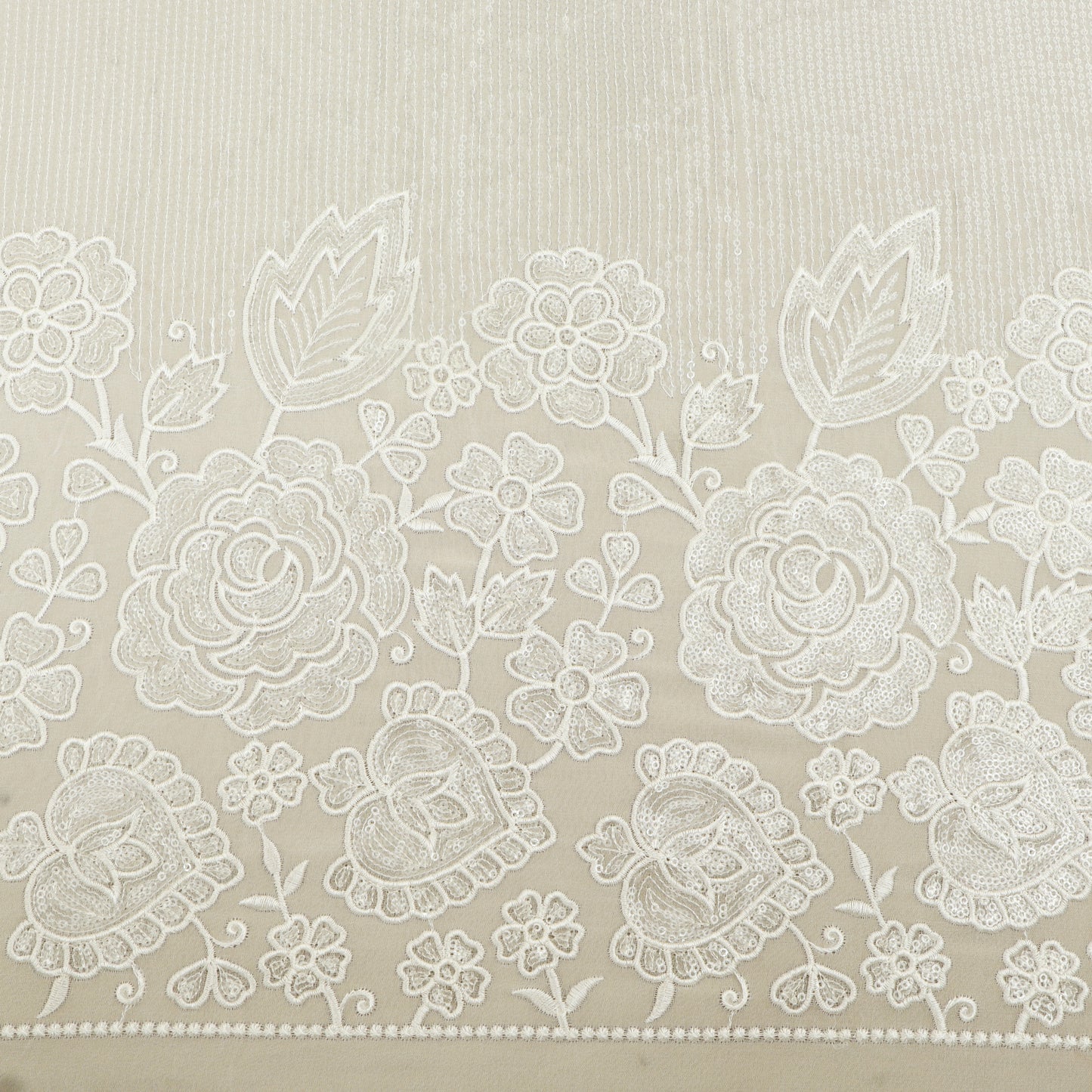 White Color Georgette Embroidery Fabric