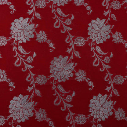 Red Color Silk Brocade Fabric