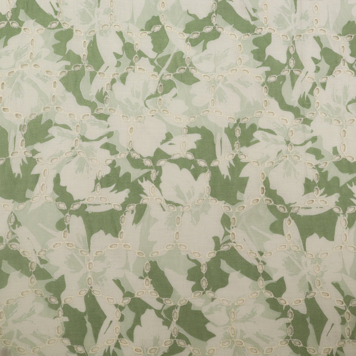 Cotton Chikan Print Embroidery Fabric