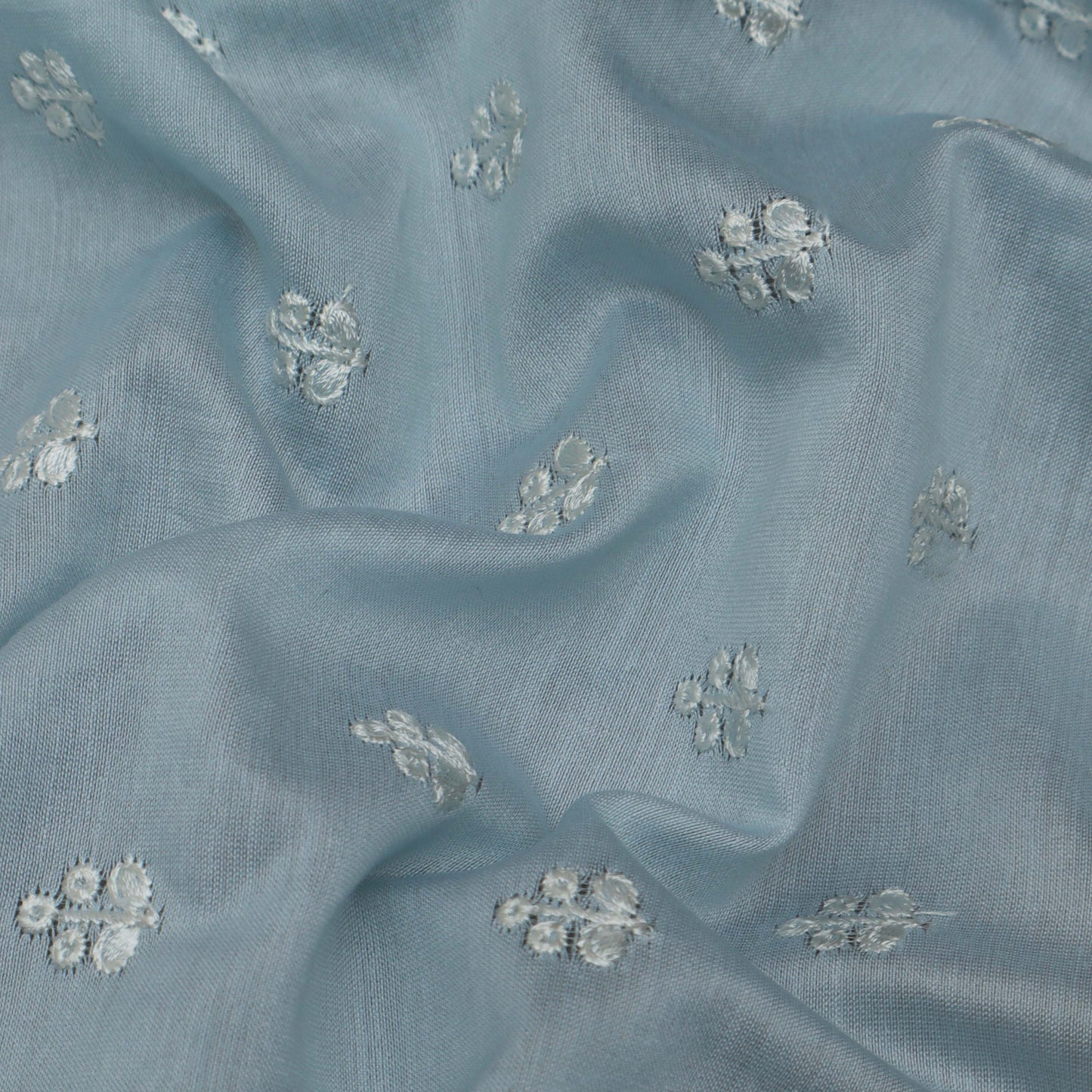 Sky Blue  Color Chanderi Embroidery Fabric