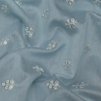 Sky Blue  Color Chanderi Embroidery Fabric