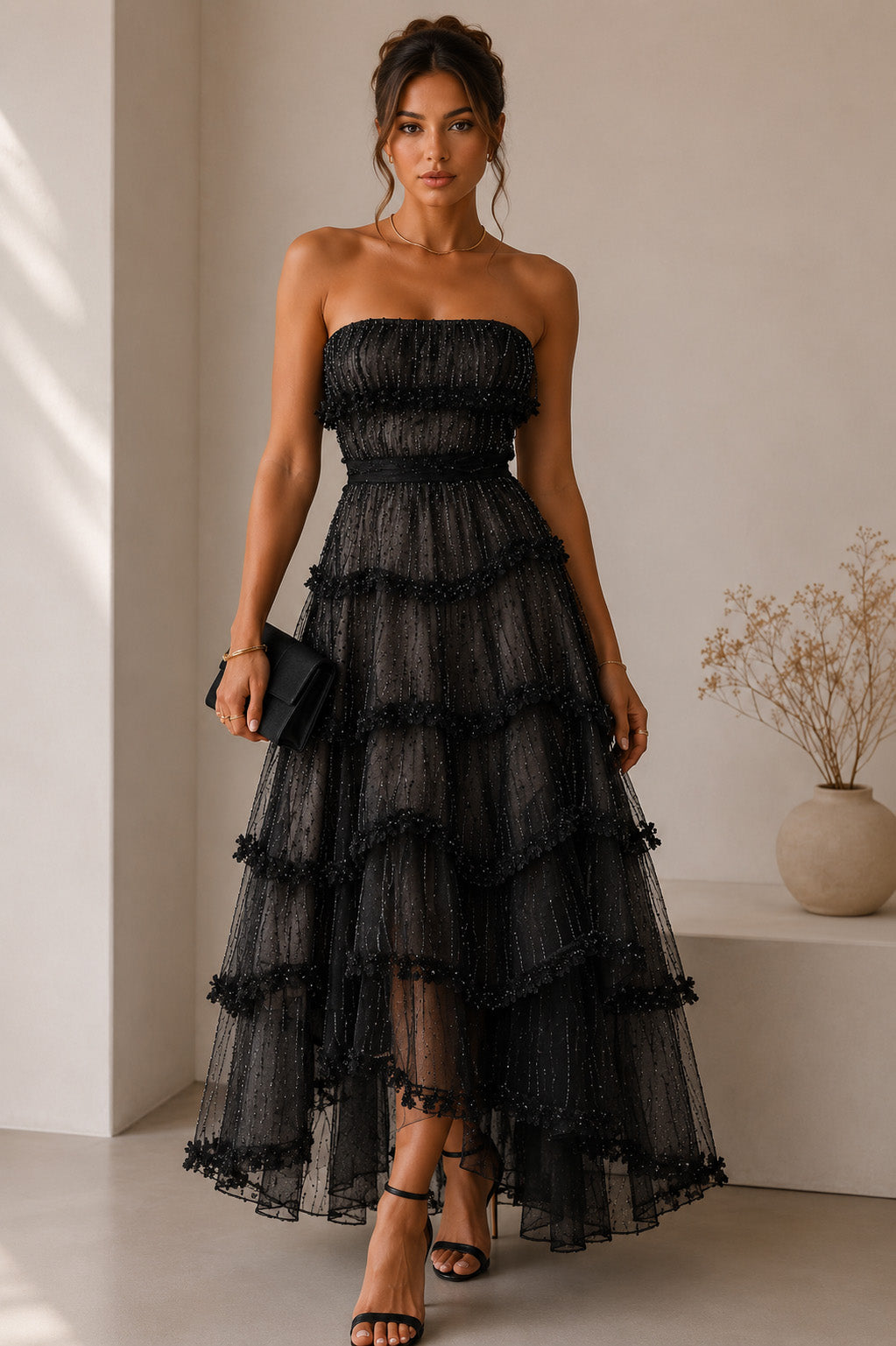 Ruffle Style Net Embroidery Fabric