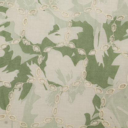 Cotton Chikan Print Embroidery Fabric
