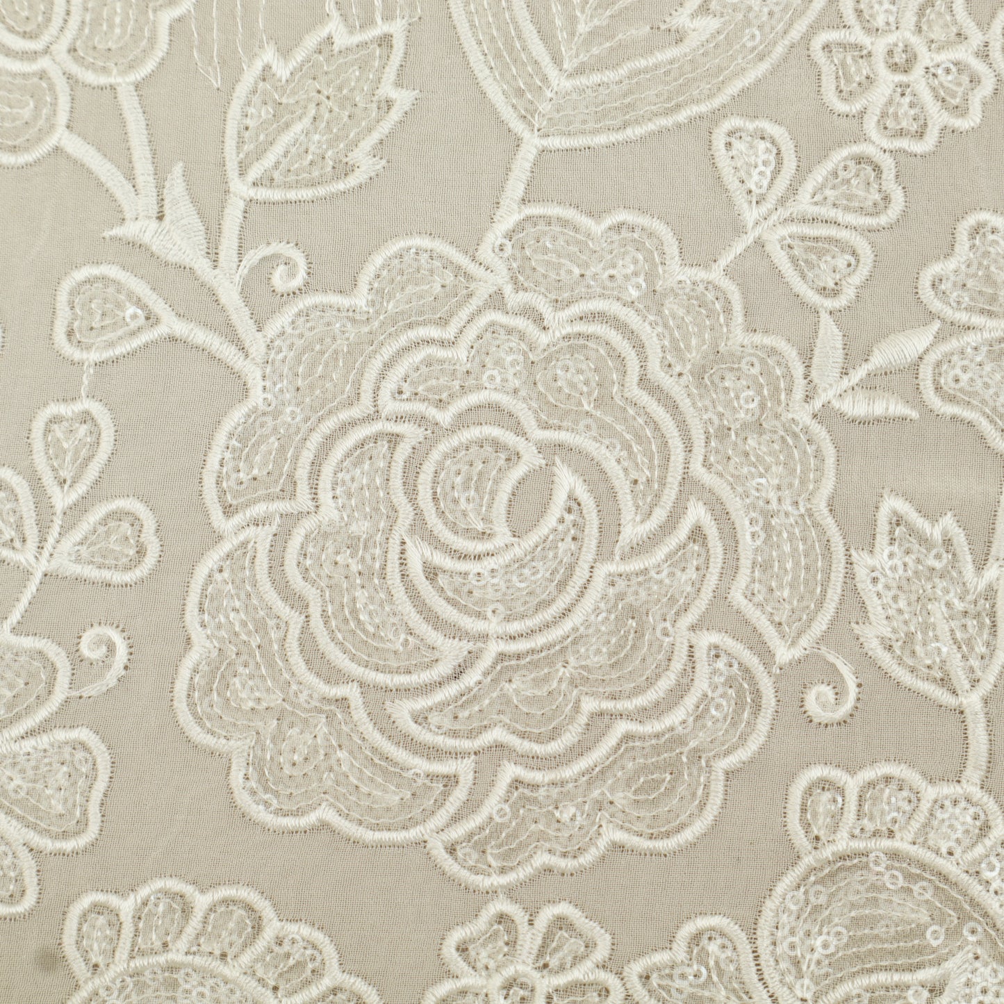 White Color Georgette Embroidery Fabric