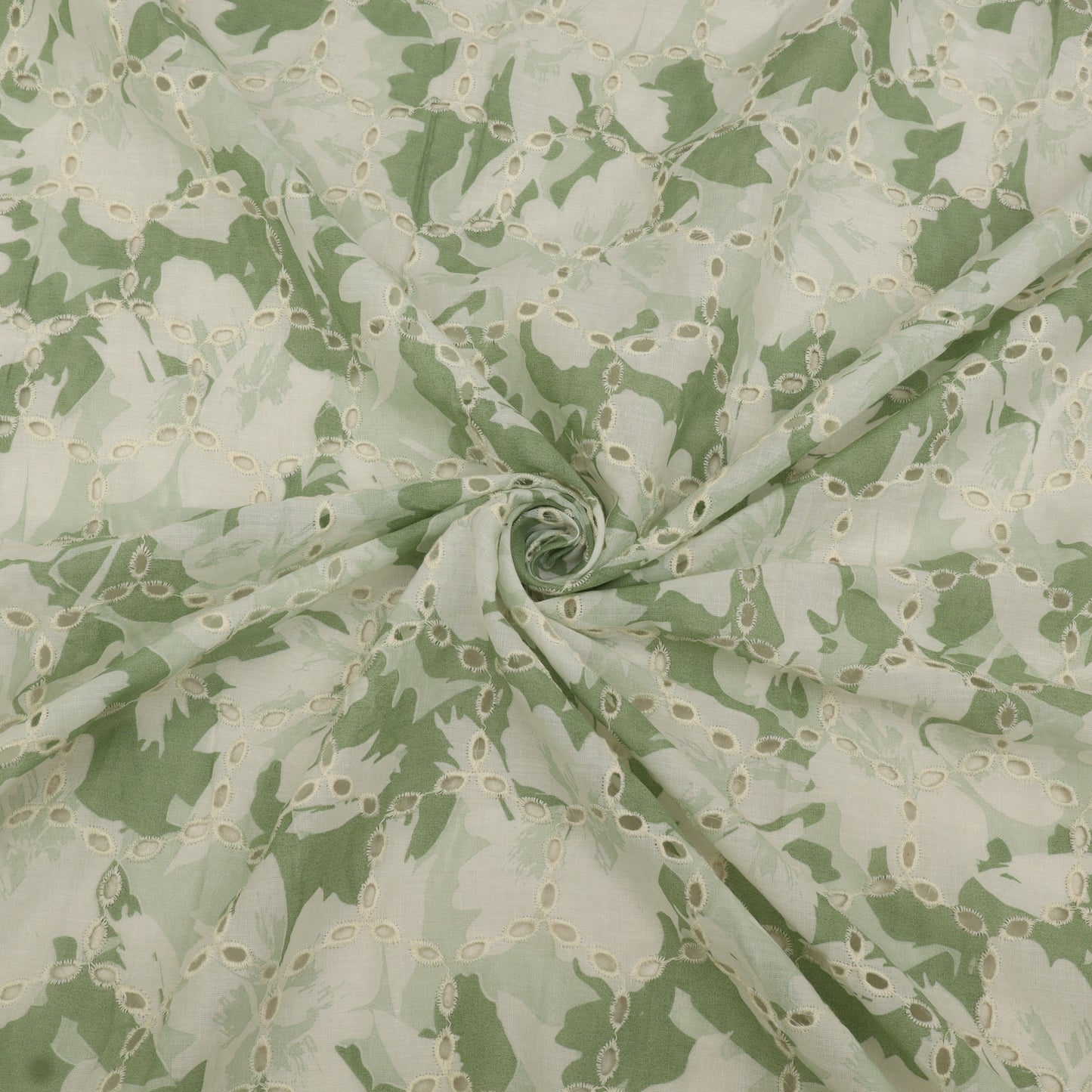 Cotton Chikan Print Embroidery Fabric