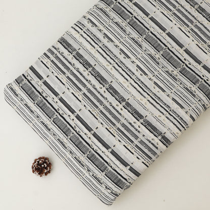 Cotton Chikan Print Embroidery Fabric