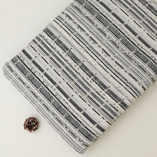 Cotton Chikan Print Embroidery Fabric