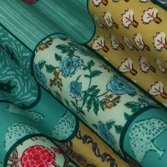 Colored Color Mulmul Print Fabric