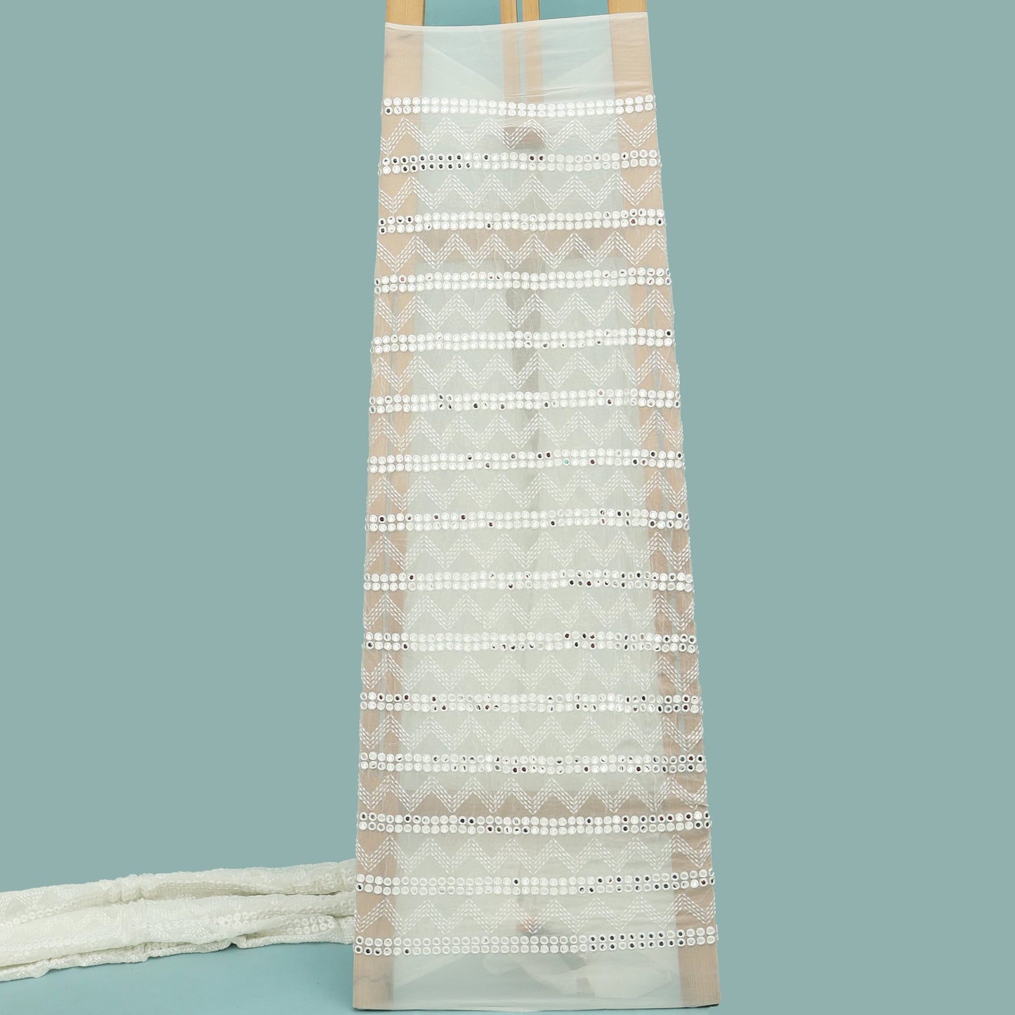 White Color Georgette Embroidery Fabric