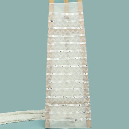 White Color Georgette Embroidery Fabric