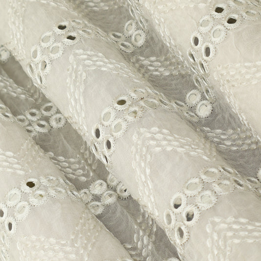 White Color Georgette Embroidery Fabric