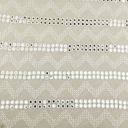 White Color Georgette Embroidery Fabric