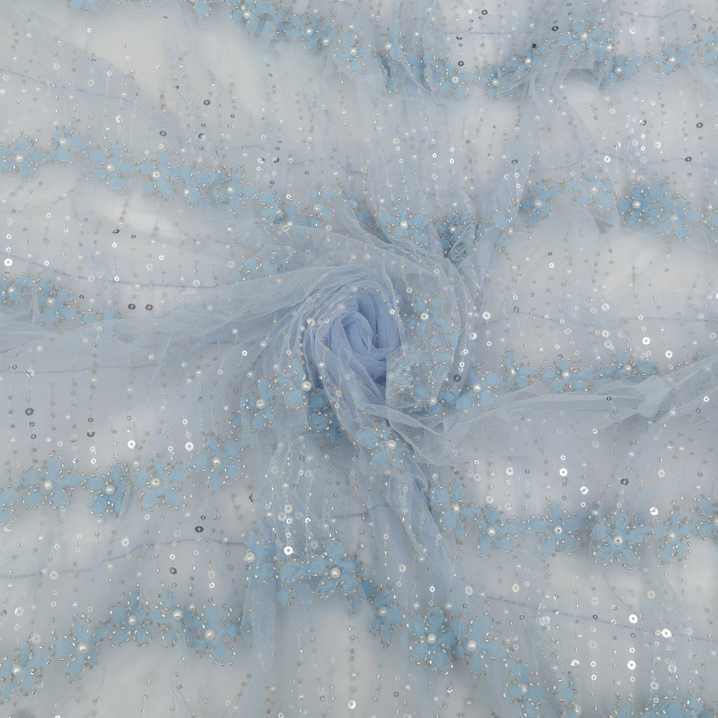 Ruffle Style Net Embroidery Fabric