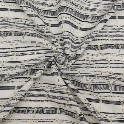 Cotton Chikan Print Embroidery Fabric