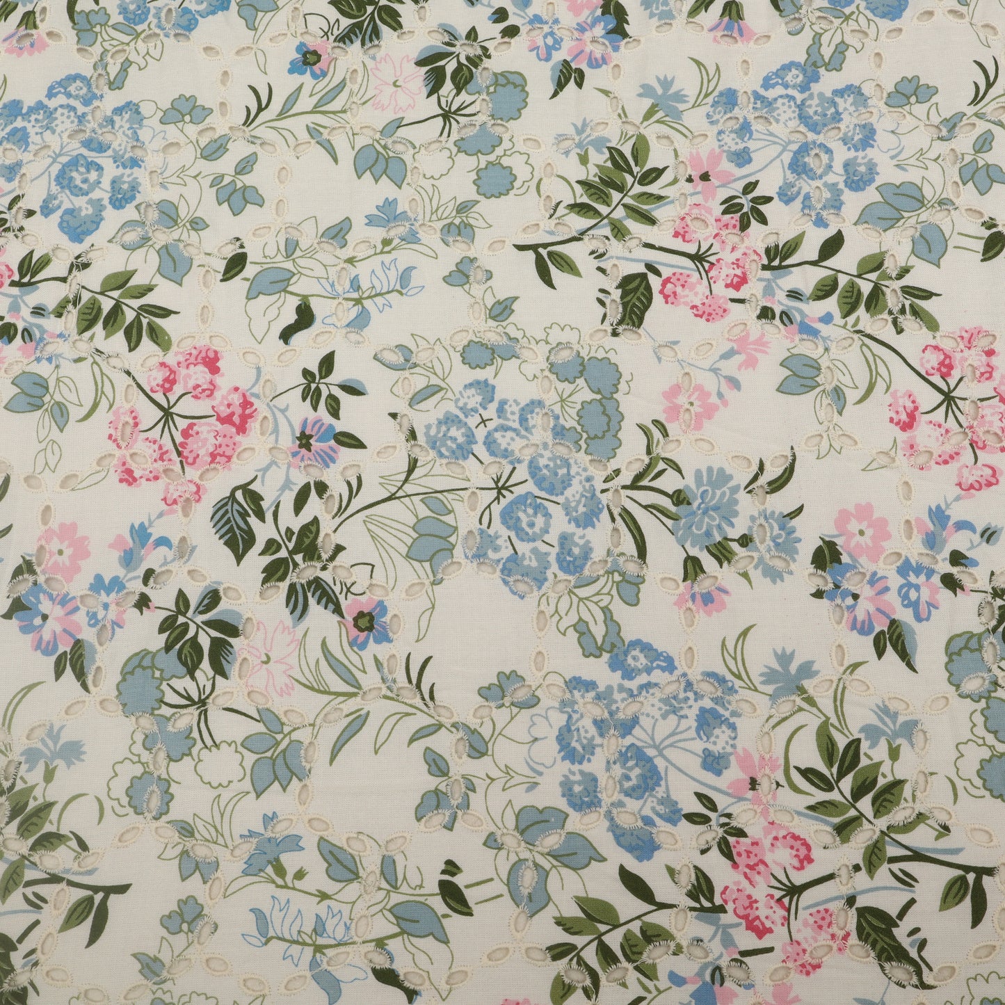 Cotton Chikan Print Embroidery Fabric