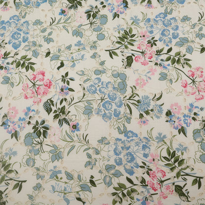 Cotton Chikan Print Embroidery Fabric