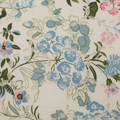 Cotton Chikan Print Embroidery Fabric