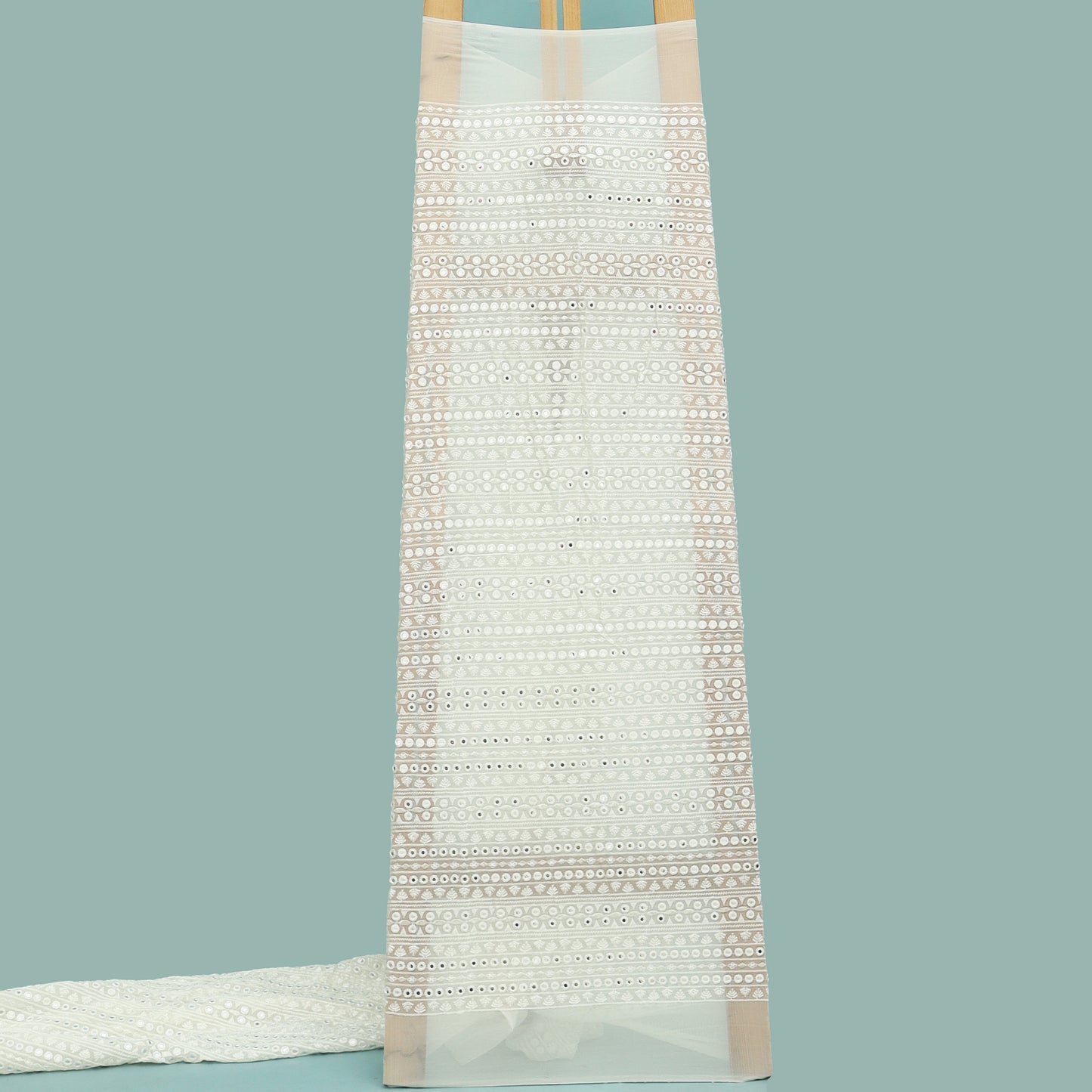 White Color Georgette Embroidery Fabric