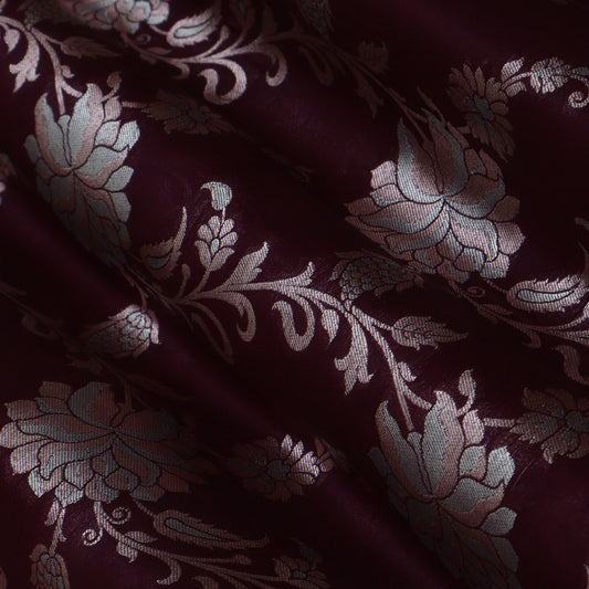 Wine Color Silk Brocade Fabric