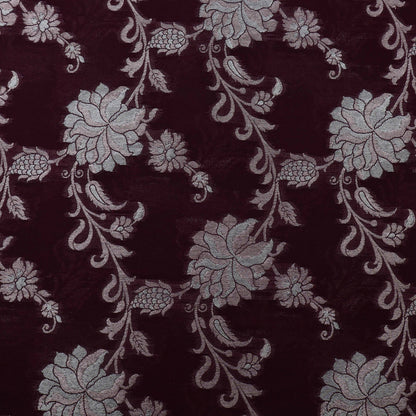 Wine Color Silk Brocade Fabric