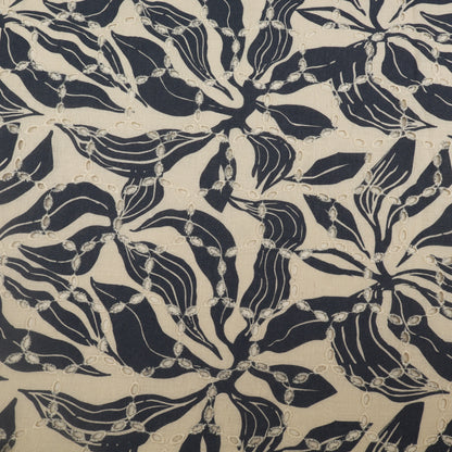 Cotton Chikan Print Embroidery Fabric