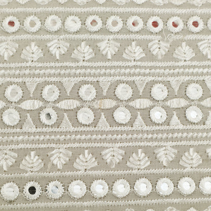 White Color Georgette Embroidery Fabric