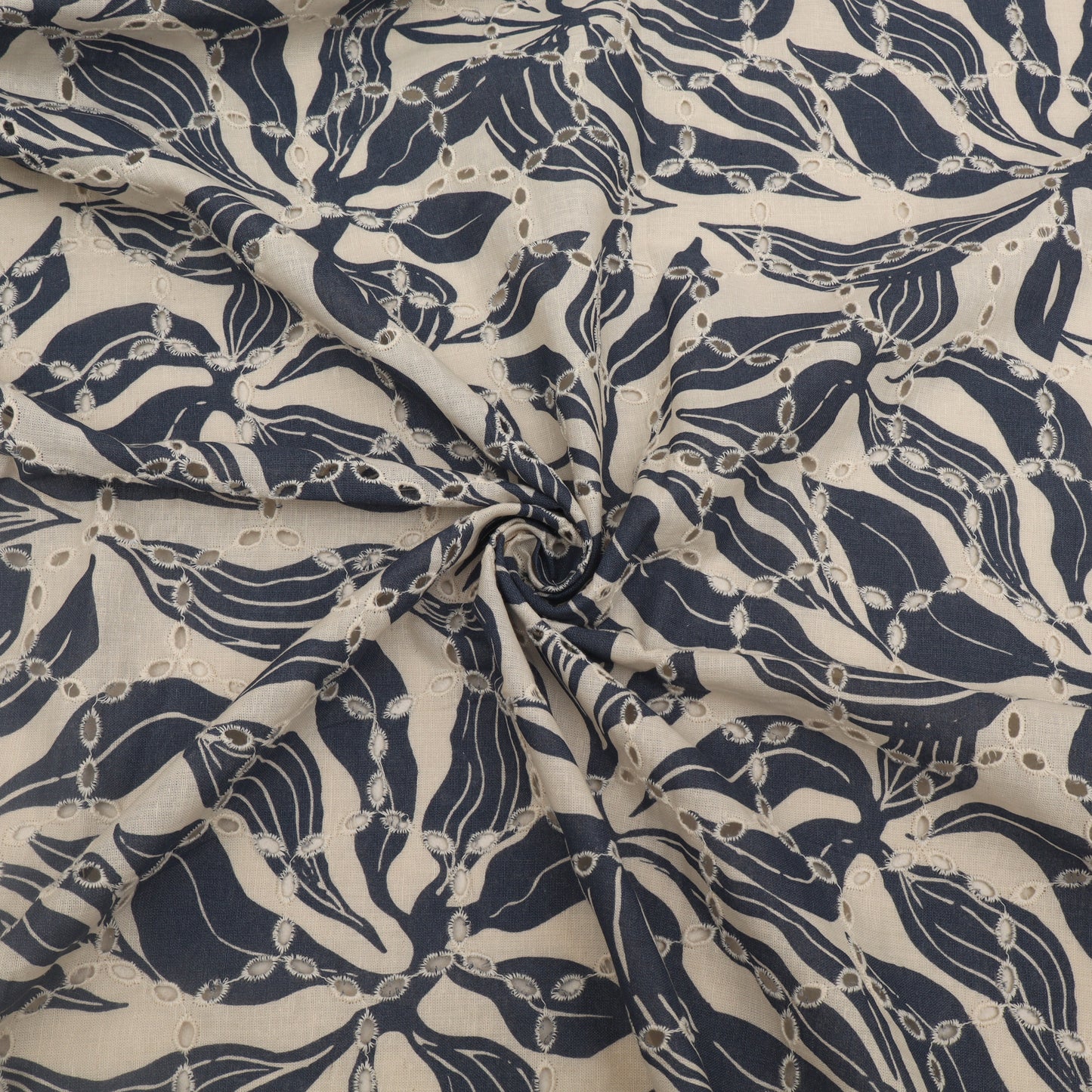 Cotton Chikan Print Embroidery Fabric