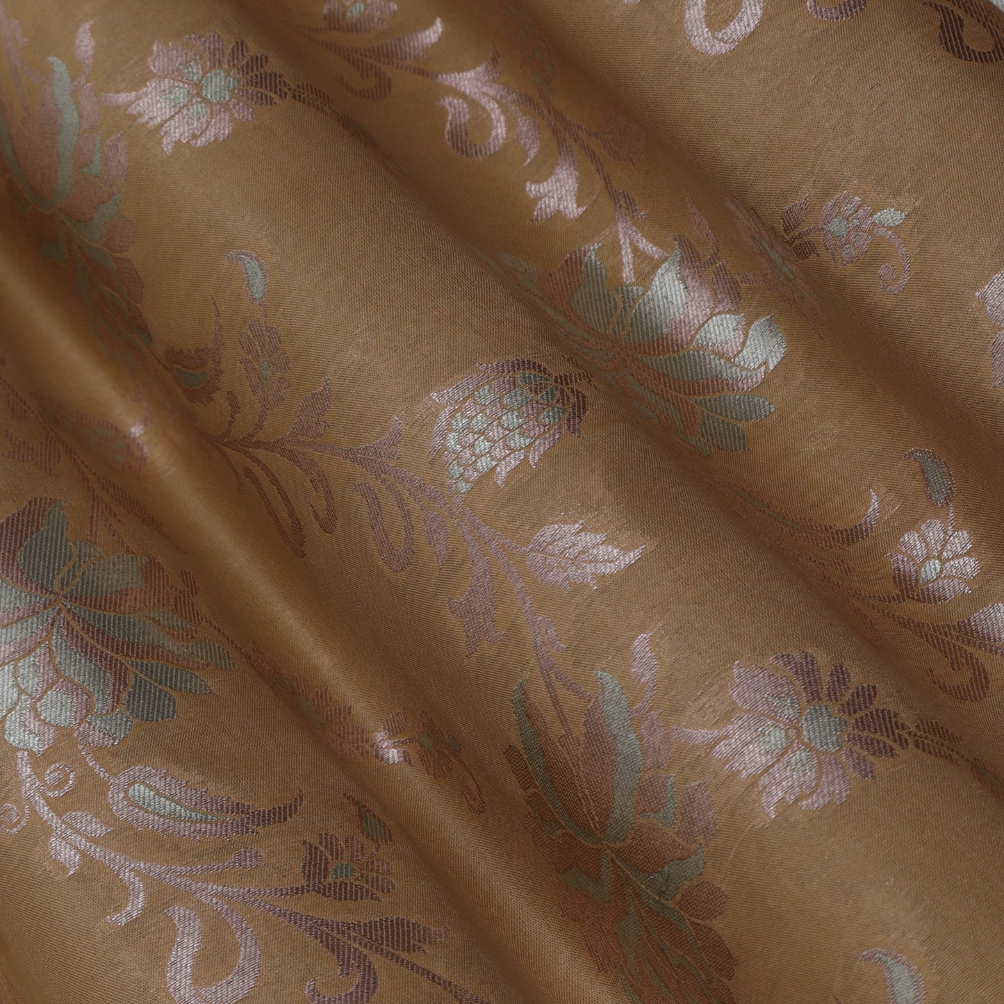 Beige Color Silk Brocade Fabric