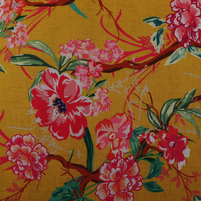 Colored Color Mulmul Print Fabric