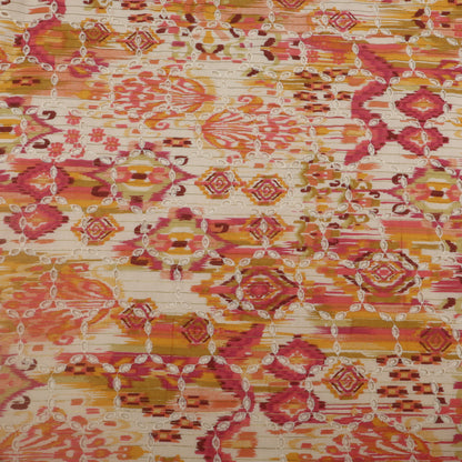 Cotton Chikan Print Embroidery Fabric
