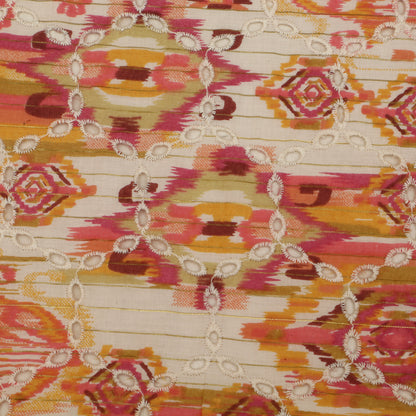 Cotton Chikan Print Embroidery Fabric