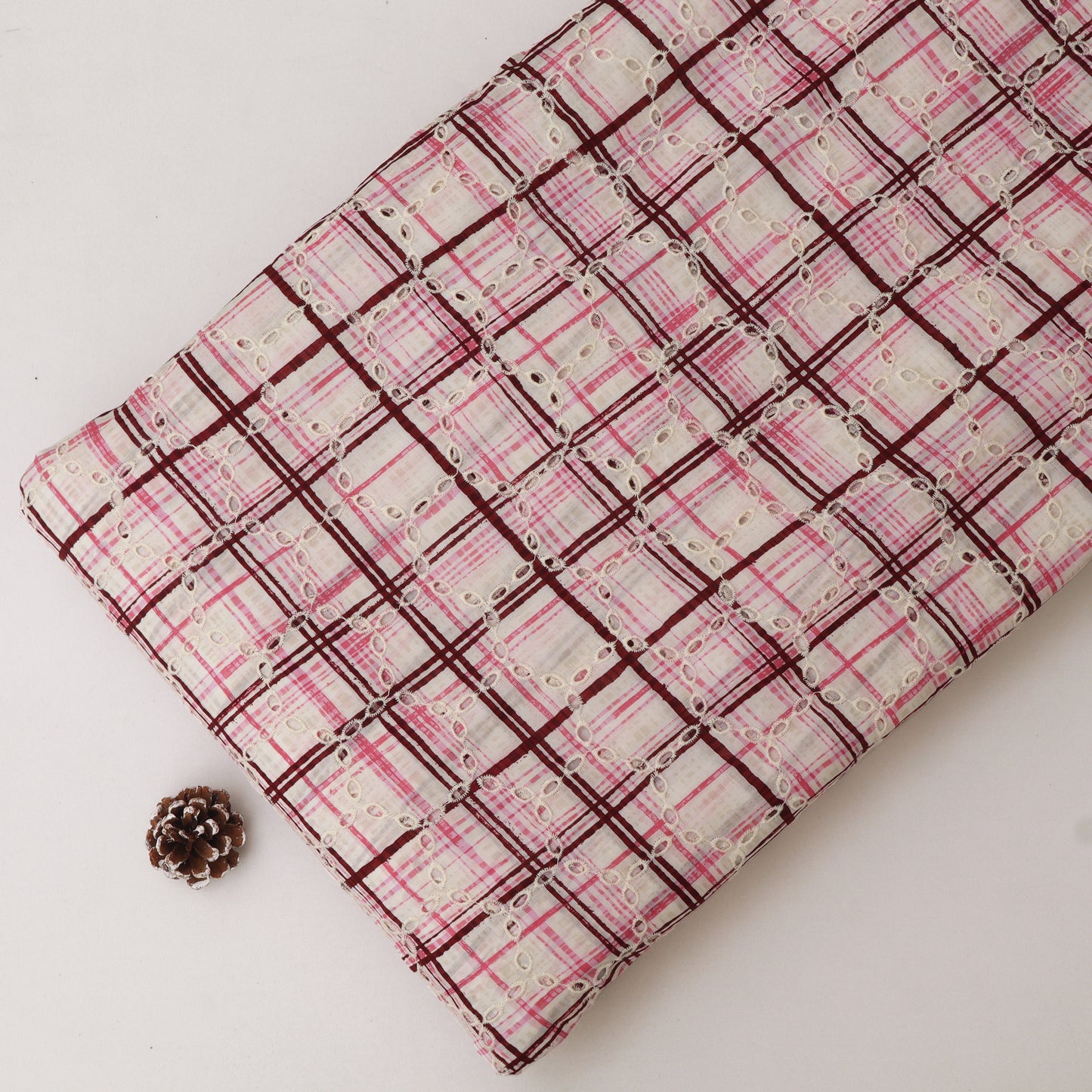 Cotton Chikan Print Embroidery Fabric