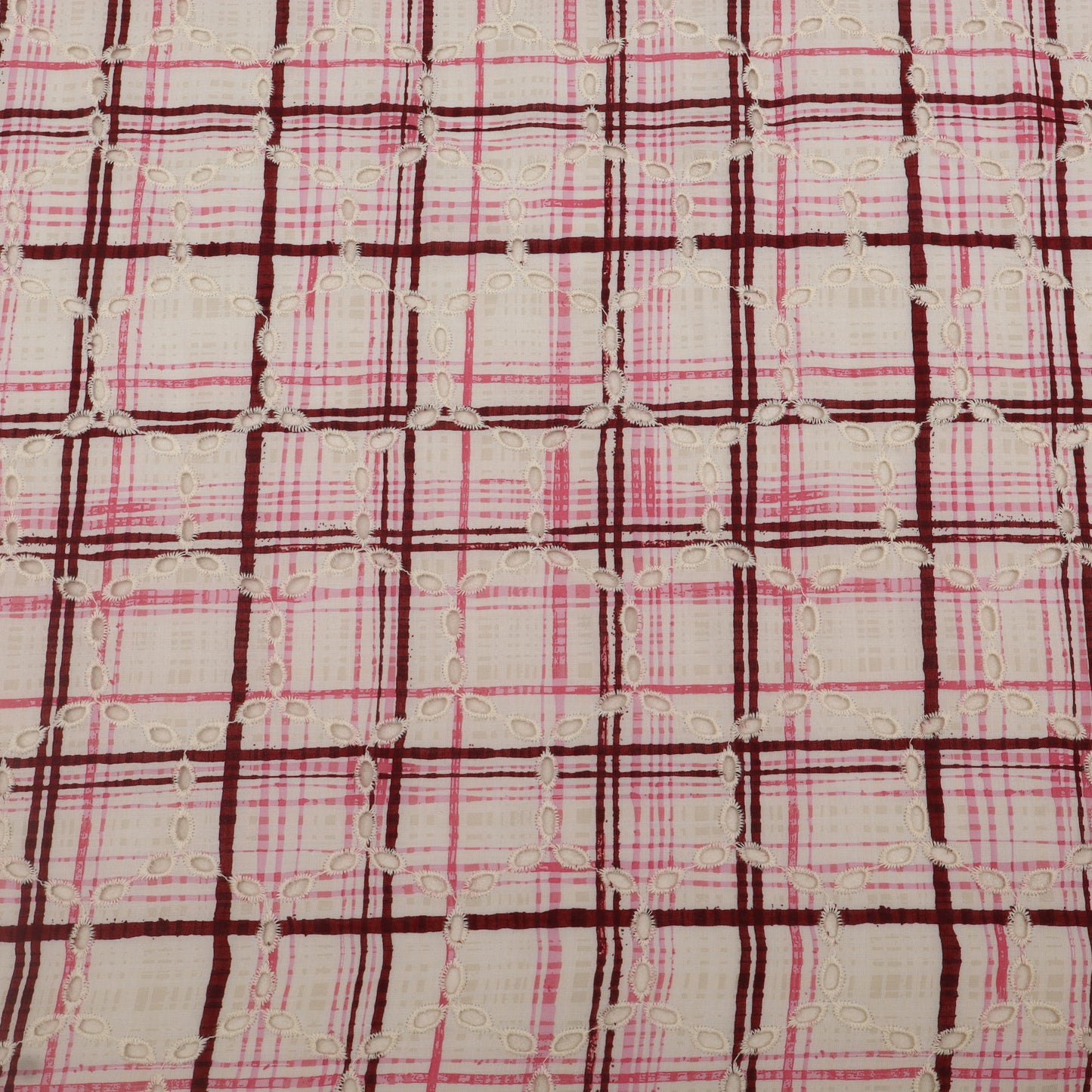 Cotton Chikan Print Embroidery Fabric
