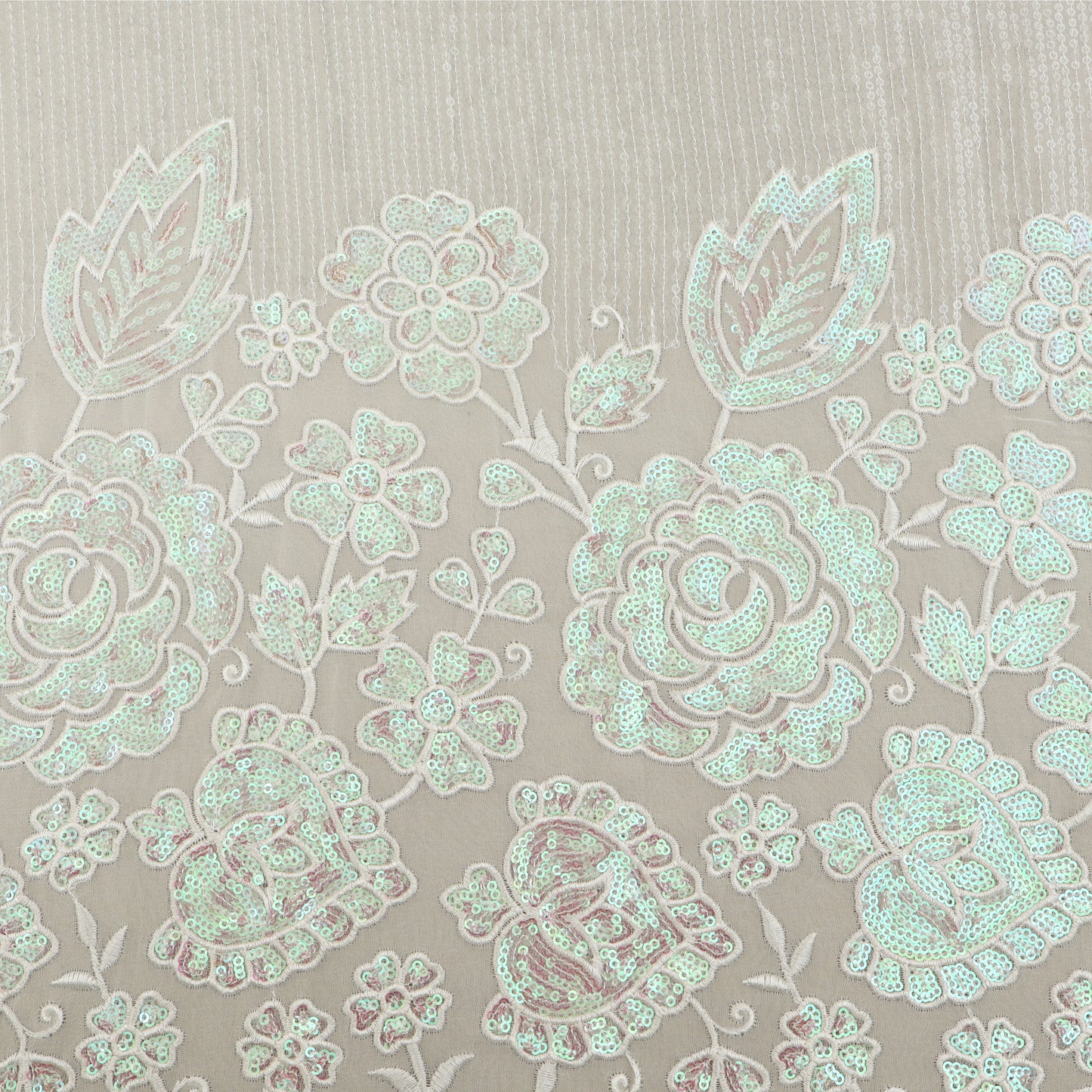 White Color Georgette Embroidery Fabric