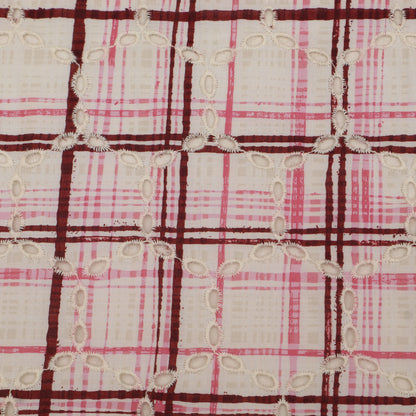 Cotton Chikan Print Embroidery Fabric