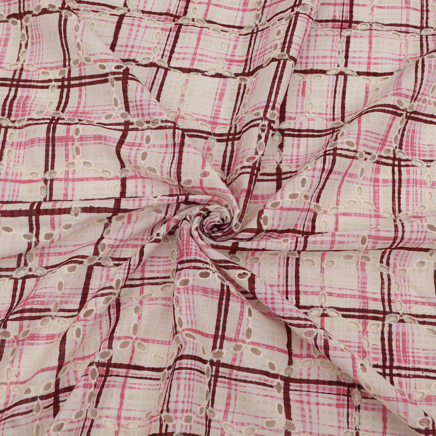 Cotton Chikan Print Embroidery Fabric