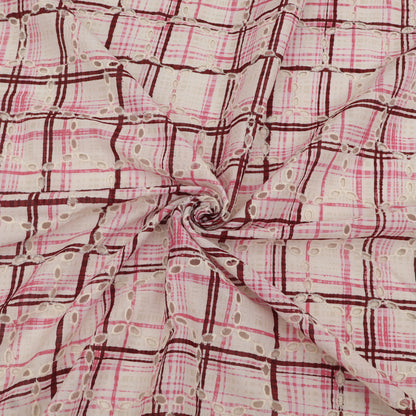 Cotton Chikan Print Embroidery Fabric