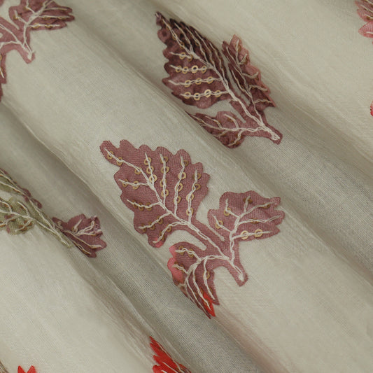 Colored Color Mulmul Embroidery Fabric