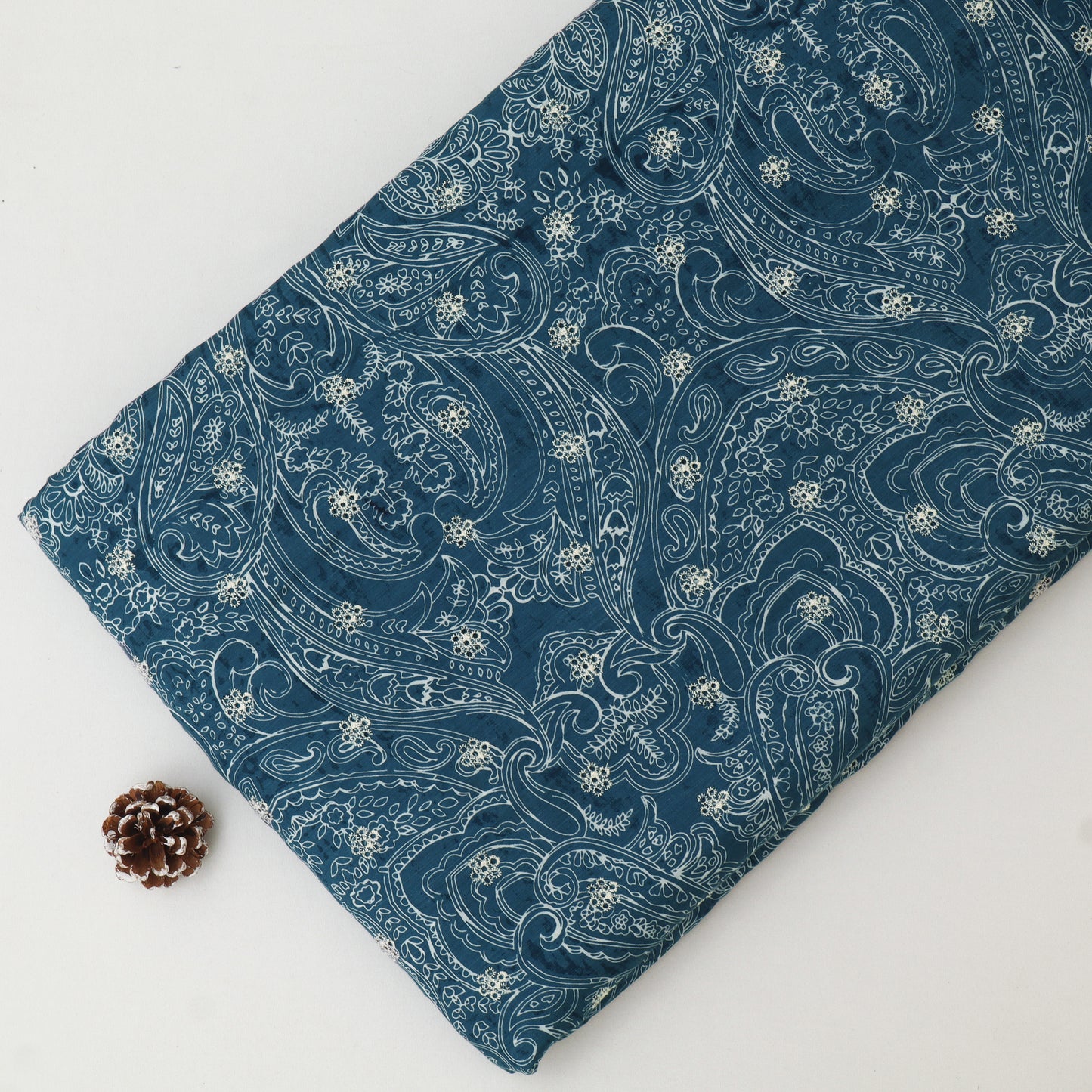 Muslin Print Chikan Embroidery Fabric