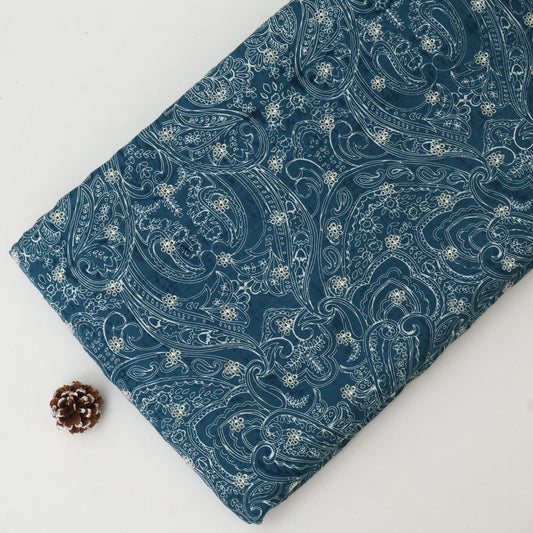 Muslin Print Chikan Embroidery Fabric