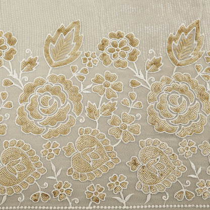 White Color Georgette Embroidery Fabric